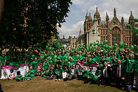 Hundreds of HD family members attended a rally in London in June 2010, to highlight the needs of HD patients and the likely increased prevalence figures  